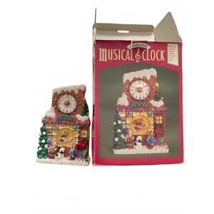 Christmas musical clock vintage NIB